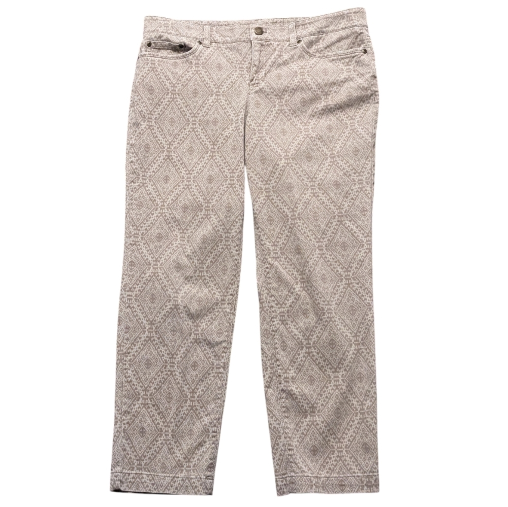 💥 Jones New York Stretch Sport Petite Beige Pattern Pants 12P